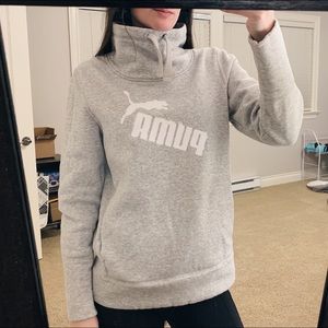 Puma Gray Funnel Neck Sweatshirt with White Logo